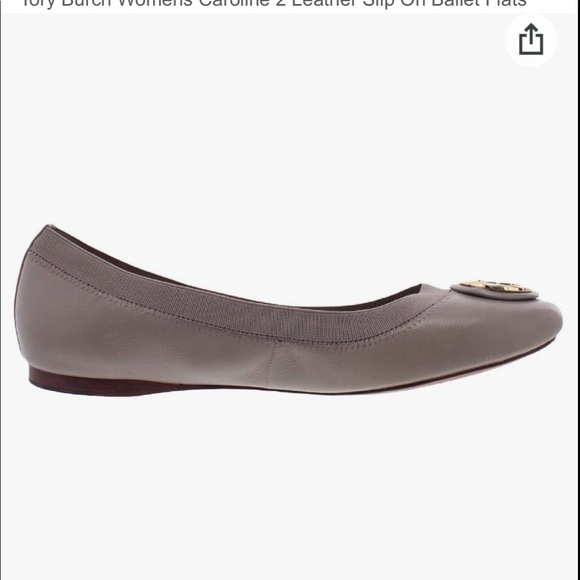 Tory Burch Caroline 2 Leather Ballet Flats Grey - Picture 3 of 13